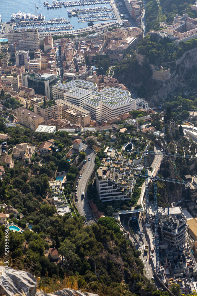 Obraz premium Panoramic View of Monaco from Tête de Chien, French Riviera, France