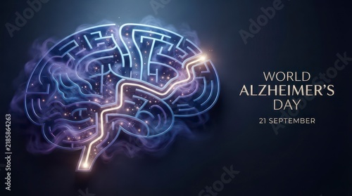 World Alzheimer's Day brain illustration with date