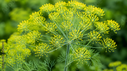 Fresh Dill Flowers Blooming In The Garden