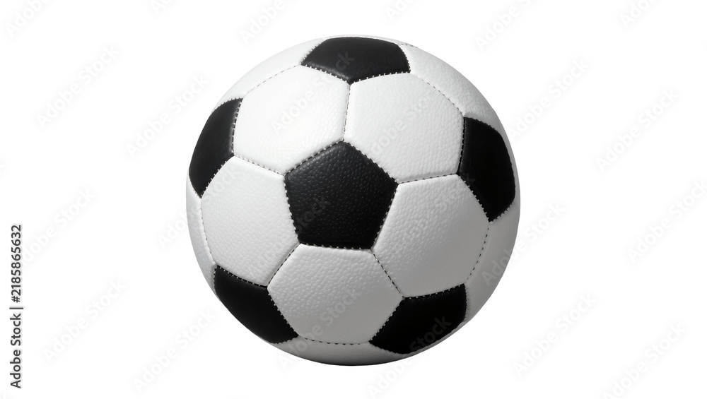 Fototapeta premium Classic black and white soccer ball, isolated on transparent background