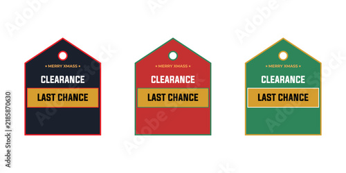 Merry Christmas Clearance Sale Tags Vector Design Set with Last Chance Offer