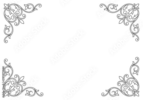 Elegant Floral Frame Border Vector Illustration, Botanical Flower Wreath Decoration, Ornate Floral Decorative Botanical Scrolls