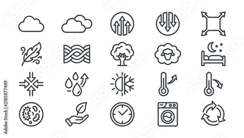 Set of fabric and textile product laundry care icon signs