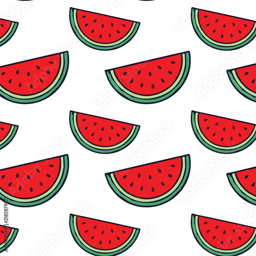 Seamless Watermelon Slice Pattern Vector Illustration for Summer Design