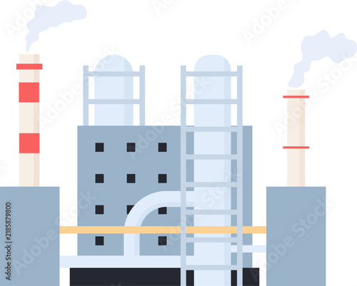 Bild auf Leinwand Industrial factory building manufacturing goods, emitting smoke from chimneys an
