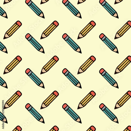 Seamless Pencil Pattern Vector Illustration for School and Office