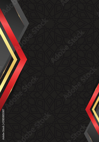 Abstract dark geometric frame background with red and gold accents background geometric abstract metallic template