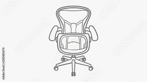Ergonomic office chair with armrests and five star base line art design