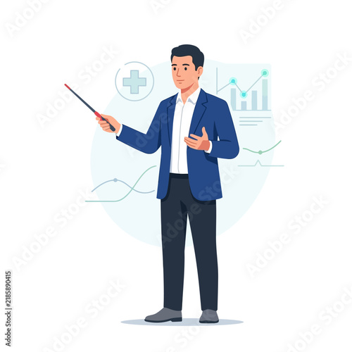Dynamic Professional Presents Health Data Trends With Pointer