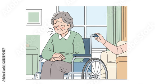Elderly Caregiver Assistance For Senior Patient In Wheelchair