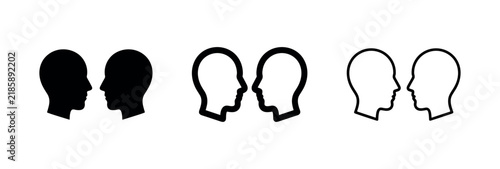 Obraz na płótnie Two Profile Heads Facing Each Other Icon Set for Dialogue and Communication
