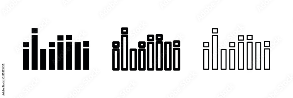 Obraz premium Audio Sound Equalizer Waveform Icons Set
