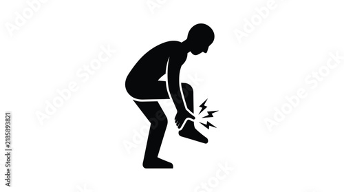 Person Holding Ankle Silhouette Vector Illustration Variant