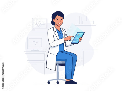 Doctor Interacting With Advanced Medical Technology For Patient Care