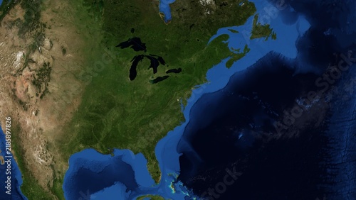 Принти на полотні Cinematic 3D Earth Globe Orbital Zoom into District of Columbia, United States B