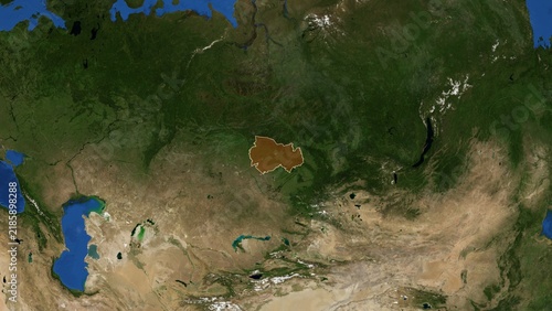 Canvastavla Cinematic 3D Earth Globe Orbital Zoom into Novosibirsk Region, Russia Borders -