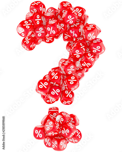 Tapety artystyczne Question mark from red discount cubes, transparent background.