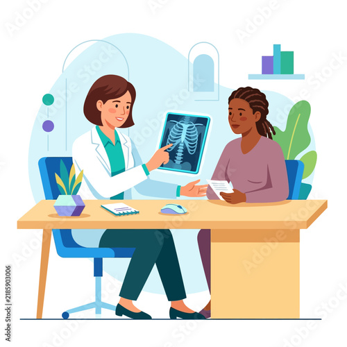 Doctor Explaining Medical Scan To Patient During Consultation