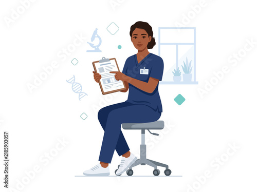 Doctor Explaining Medical Document And Scientific Elements