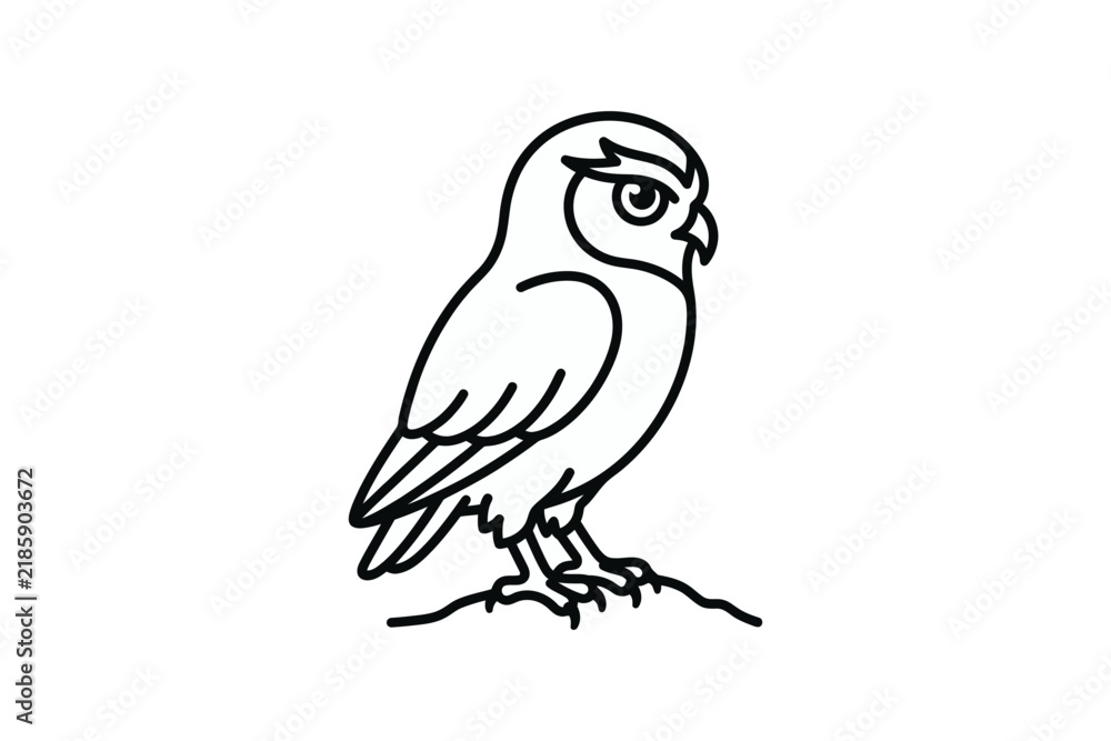 Fototapeta premium Minimalist Owl Outline Vector Illustration