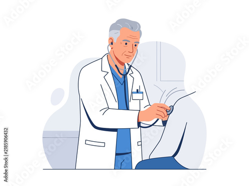 Doctor Examining Patient With Stethoscope In Modern Medical Setting