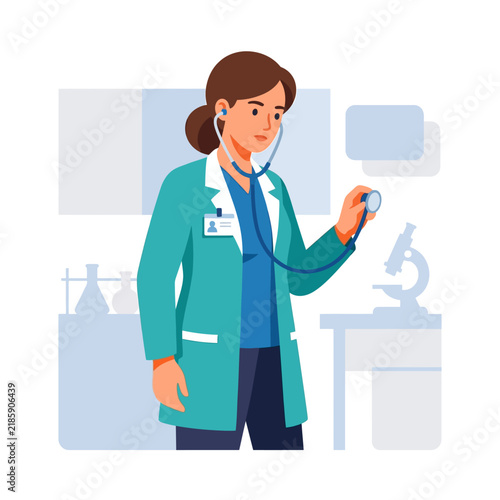Doctor Examining Patient With Stethoscope In Medical Office Setting