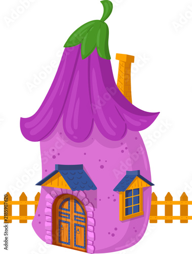 Bild auf Leinwand Cartoon eggplant house illustrating fantasy home or children's story concept