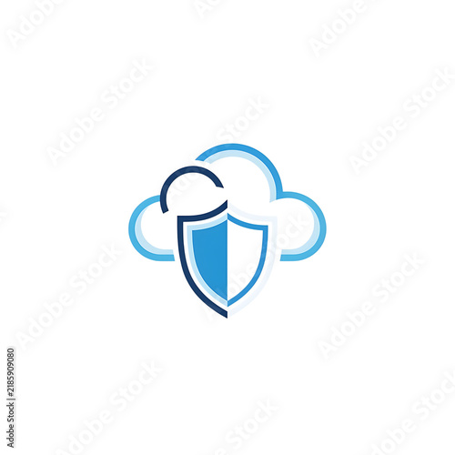 Secure cloud with shield protection icon