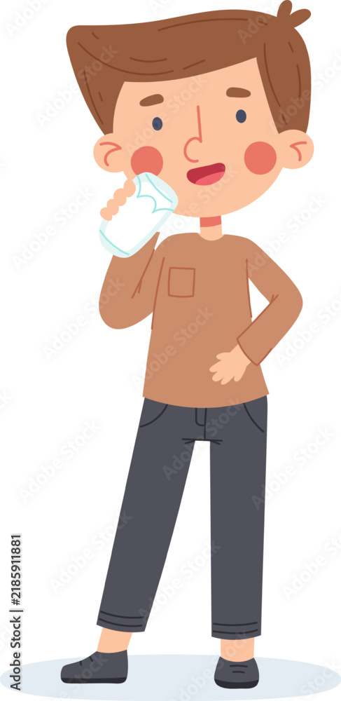 Fototapeta premium Young boy enjoying a glass of water, promoting hydration and health