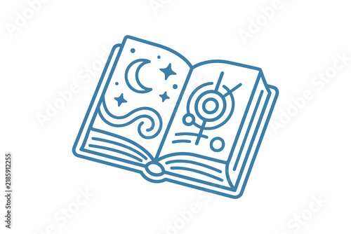 Cuadro en lienzo Open Magic Spellbook Outline Vector Illustration