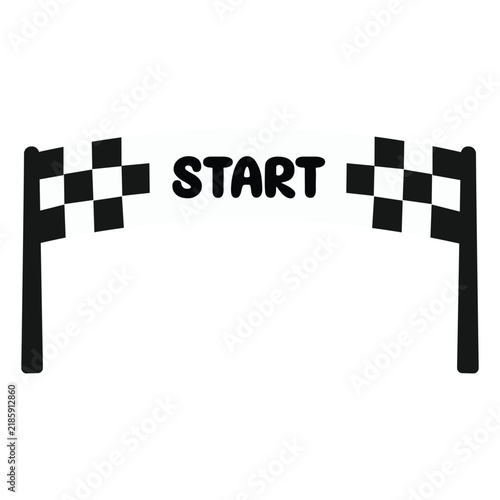 Checkered Start Gate Arch Vector Illustration for Racing Track Theme