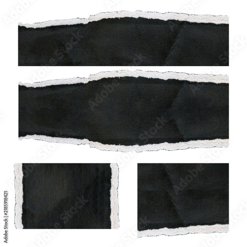 Black Torn Paper Texture with Rough Ripped Edges Transparent