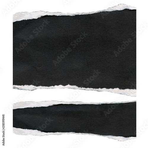 Black Torn Paper Texture with Rough Ripped Edges Transparent