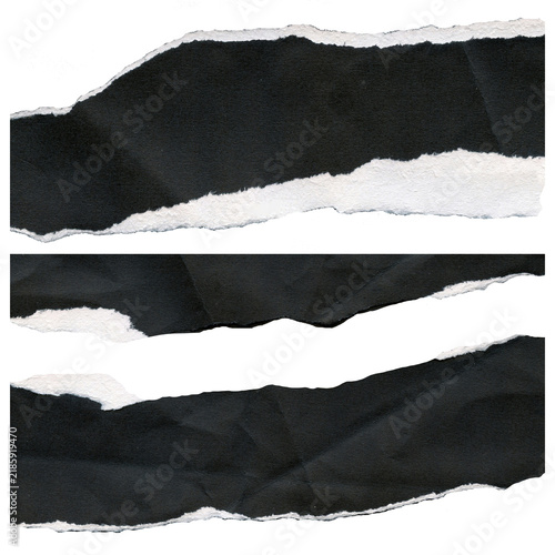 Black Torn Paper Texture with Rough Ripped Edges Transparent