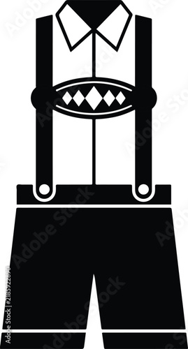 Fotografía Traditional leather lederhosen outfit with suspenders black and white icon tradi