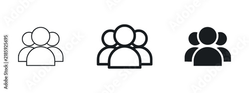 Three person group pictogram illustrates a team or community structure people