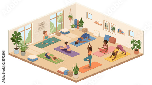 Isometric Yoga Class Illustration