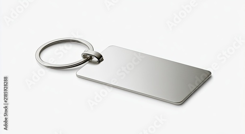 Sleek rectangular metal keychain with a simple silver ring