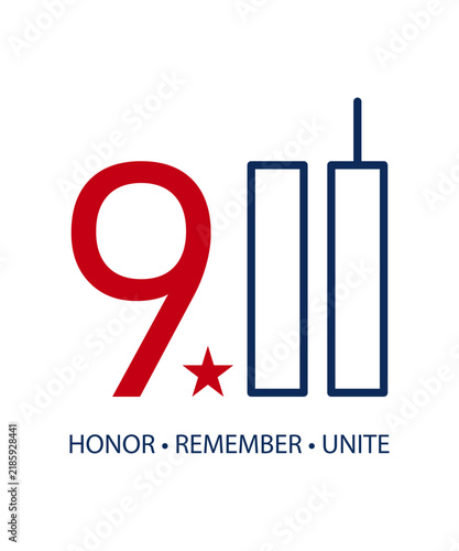 Patriotic September 11 remembrance design with stylized twin towers