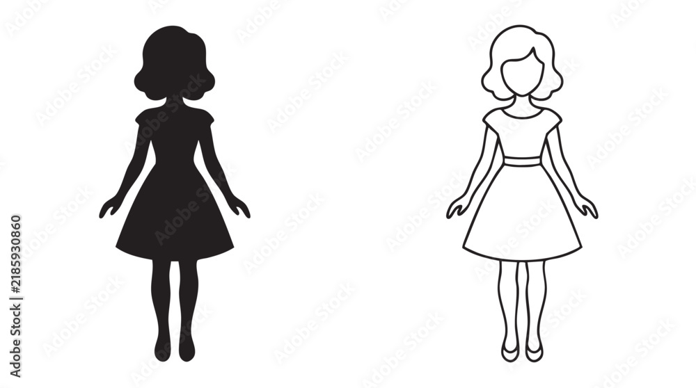 Fototapeta premium black silhouette with line art vector pair icon