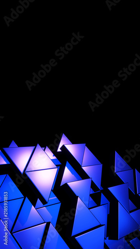 Bild auf Leinwand Abstract 3D geometric low-poly crystal formation with vibrant lighting