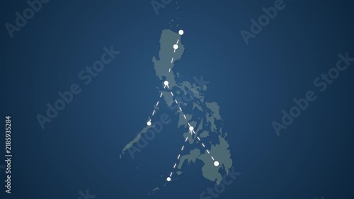 Philippines Map Illustrating Digital Communication and Signal Connection Network