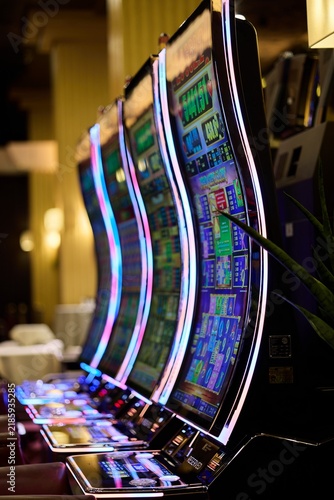 Casino game machine with neon lights