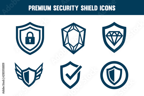 Premium Shield Protection Icons Set, Modern Security and Safety Vector Collection