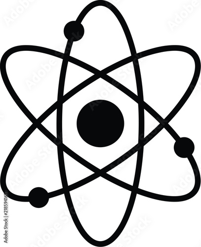 Atomic structure diagram a black silhouette on a transparent background