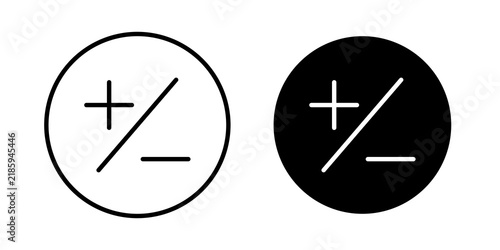 Foto Plus minus icon flat outline in black