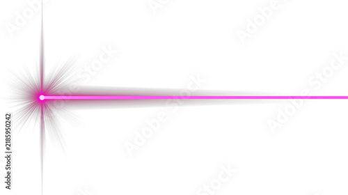 Vivid magenta laser beam emitting bright flare, technology concept representing innovation, power, and digital precision, isolated on transparent background