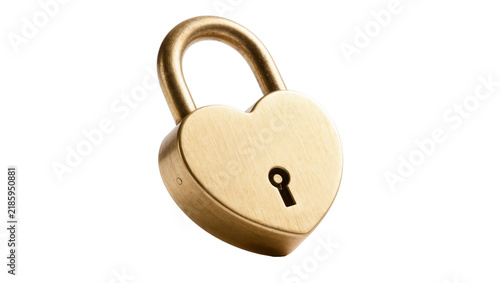 Foto Golden heart-shaped padlock with keyhole, isolated on transparent background