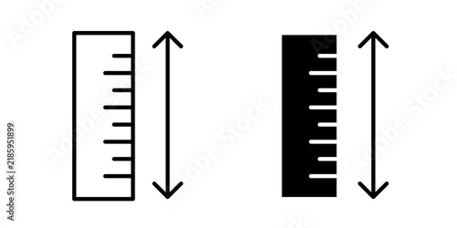 Measurement ruler icon flat outline in black
