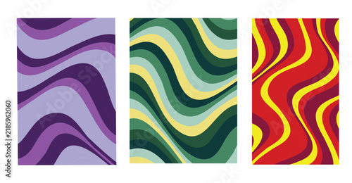 Vibrant Retro Groovy Background | Psychedelic Wavy Liquid Lines Vector